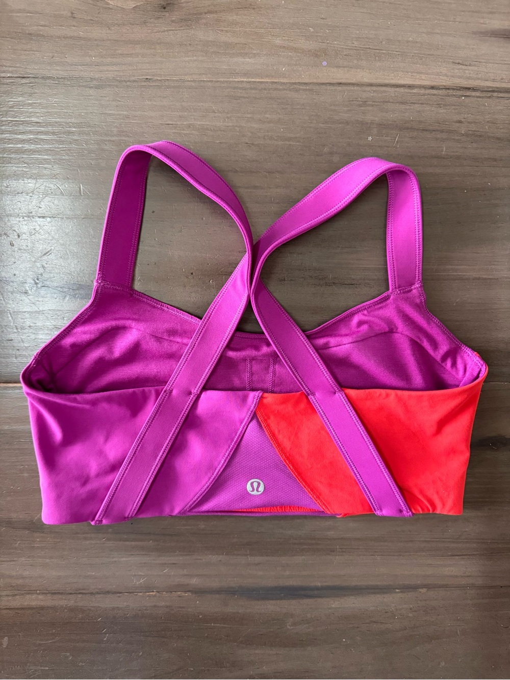 Lululemon X Back Color Block Sports Bra Women’s 8 Magenta Pink Orange